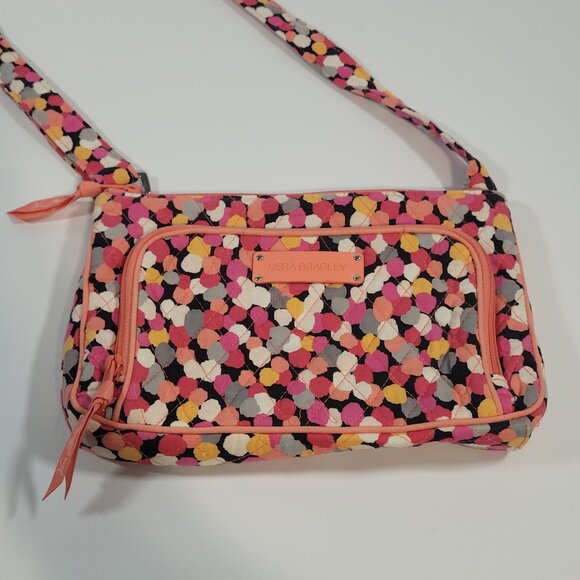 Vera Bradley Crossbody Bag Adjustable Strap Card Holder Pixie Confetti Pink - Picture 1 of 7